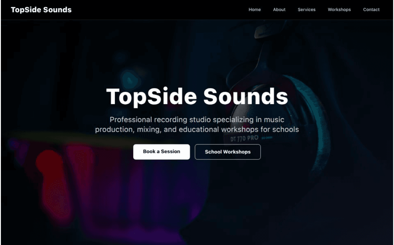 TopSide Sounds Recording Studio Website